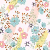 Beautiful flora on pink background seamless pattern vector