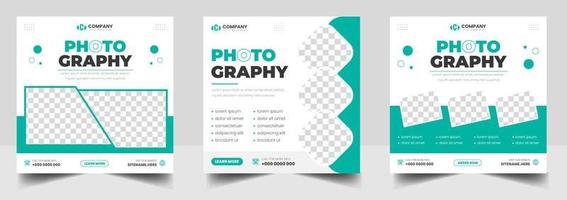 Digital photography services social media post design template and web banner. Photography social media post banner. vector