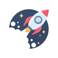 rocket launching into space business start up idea vector