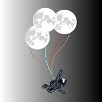 Astronaut Falling from Space with Balloons vector