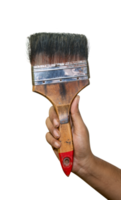 Old used flat paint brush with rust and paint marks isolated on PNG background