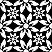 Vector set of abstract flowers. Seamless ornamental Floral pattern in the many kind of flowers style on black and white background.