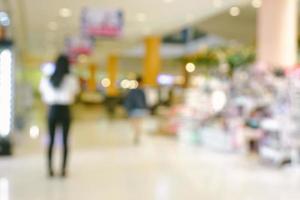 Abstract blur and bokeh shopping mall and department store interior for background photo