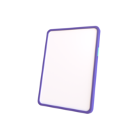 Tablet minimalist modern 3d render illustration, with white blank screen png