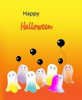 Vector Halloween poster wiih cute Boo, flat cartoon vector illustration