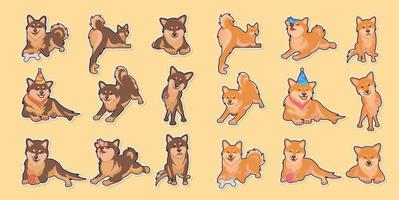 Stickers of Shiba Inu Dogs vector
