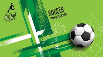 diseño de plantilla de fútbol, banner de fútbol, diseño de diseño deportivo, tema verde, vector