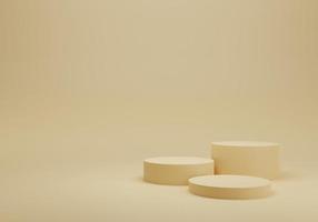 Abstract 3D room with realistic pastel cylinder pedestal podium set. Stage for showcase. Minimal scene for product display. 3d rendering illustration. photo