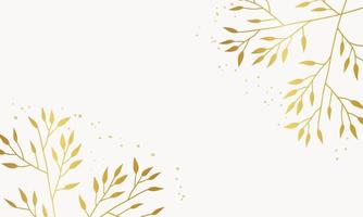 Pine leaves Minimalist golden floral background vector golden line leaves art flower and botanical leaves, nature Organic shapes