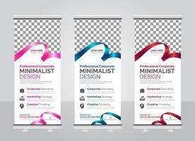 Modern corporate colorful roll up standee banner design template vector