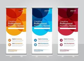 Modern corporate colorful roll up standee banner design template vector