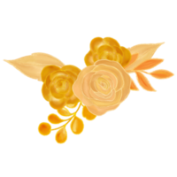 Gold flower bouquet watercolor png