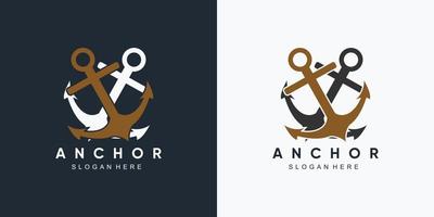 plantilla de diseño de logotipo de icono de rueda marina y barco de ancla con elemento creativo vector