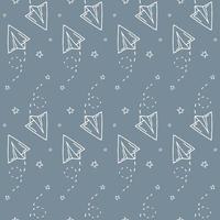 Seamless pattern with vector paper airplane.