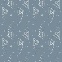 Seamless pattern with vector paper airplane.