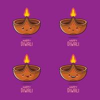 ilustración vectorial de lindo emoji de diwali vector