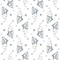 Seamless pattern with vector paper airplane.