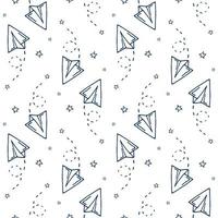 Seamless pattern with vector paper airplane.