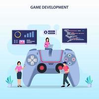 concepto de desarrollo de juegos. diseño de juegos tecnología digital, programación y codificación. vector