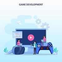 Game development concept. Game design digital technology, programming and codding. vector