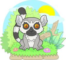 cute cartoon lemur vector