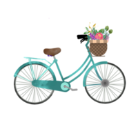 ilustração de bicicleta fofa com flor png