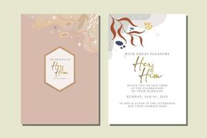 Elegant floral wedding invitation card in scandinavian colors vector