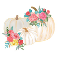 Fall Pumpkin with flower bouquet png