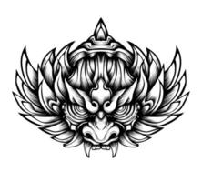 Japanese tattoo oni mask tribal illustration vector