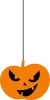 Pumpkin orange on a rope for Halloween. vector