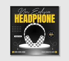 Headphone social media post design vector