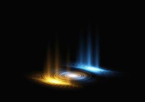 tecnología de anillo luz de neón futurista sobre fondo negro vector