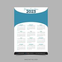 Plantilla de diseño de vector de calendario de pared de una sola página 2023.