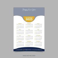 Plantilla de diseño de vector de calendario de pared de una sola página 2023.