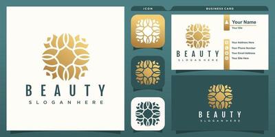 Beauty logo with leaf concept premium vector