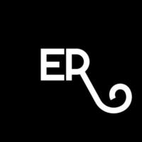 ER letter logo design on black background. ER creative initials letter logo concept. er letter design. ER white letter design on black background. E R, e r logo vector