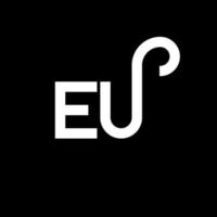 diseño del logotipo de la carta de la UE sobre fondo negro. concepto de logotipo de letra de iniciales creativas de la UE. diseño de letras de la UE. diseño de letras blancas de la UE sobre fondo negro. ue, logotipo de la ue vector