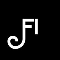 diseño de logotipo de letra fi sobre fondo negro. concepto creativo del logotipo de la letra de las iniciales fi. diseño de letra fi. fi diseño de letras blancas sobre fondo negro. logotipo de fi, fi vector