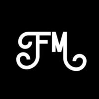 diseño de logotipo de letra fm sobre fondo negro. concepto de logotipo de letra de iniciales creativas fm. diseño de letras fm. fm diseño de letras blancas sobre fondo negro. fm, logotipo de fm vector