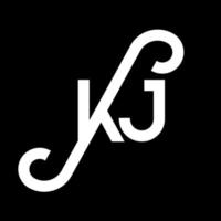 diseño de logotipo de letra kj sobre fondo negro. concepto de logotipo de letra de iniciales creativas kj. diseño de letras kj. kj diseño de letras blancas sobre fondo negro. kj, logotipo de kj vector