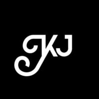 diseño de logotipo de letra kj sobre fondo negro. concepto de logotipo de letra de iniciales creativas kj. diseño de letras kj. kj diseño de letras blancas sobre fondo negro. kj, logotipo de kj vector