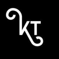 diseño de logotipo de letra kt sobre fondo negro. concepto de logotipo de letra de iniciales creativas kt. diseño de letras kt. kt diseño de letras blancas sobre fondo negro. kt, logotipo de kt vector