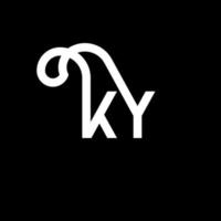 diseño del logotipo de la letra ky sobre fondo negro. concepto creativo del logotipo de la letra de las iniciales ky. diseño de letras ky. ky diseño de letras blancas sobre fondo negro. ky, logotipo de ky vector