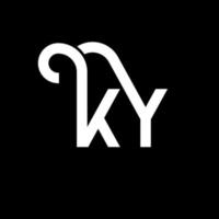 diseño del logotipo de la letra ky sobre fondo negro. concepto creativo del logotipo de la letra de las iniciales ky. diseño de letras ky. ky diseño de letras blancas sobre fondo negro. ky, logotipo de ky vector