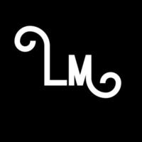 LM Letter Logo Design. Initial letters LM logo icon. Abstract letter LM minimal logo design template. L M letter design vector with black colors. lm logo