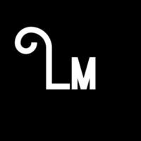 LM Letter Logo Design. Initial letters LM logo icon. Abstract letter LM minimal logo design template. L M letter design vector with black colors. lm logo