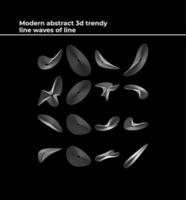 Modern abstract 3d trendy line waves of line vector