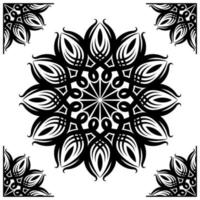 adorno de mandala, blanco y negro, decoración redonda, con marco clásico