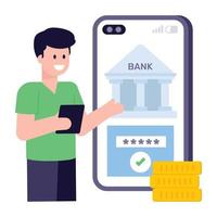 A flat modern illustration of mobile payment vector