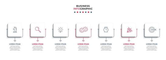 Business Infographic design template Vector with icons and 7 options or steps. Can be used for process diagram, presentations, workflow layout, banner, flow chart, info graph